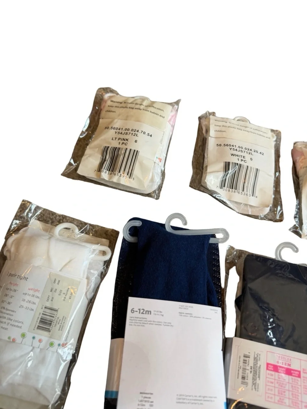 Carters Children's Place Starting Out Eight Pairs Baby Girl Tights OM - 12M New